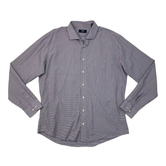 1901 Shirt Mens 17.5 Trim Fit Check Multi Mini Check Button Up Long Sleeve Dress - Picture 1 of 10